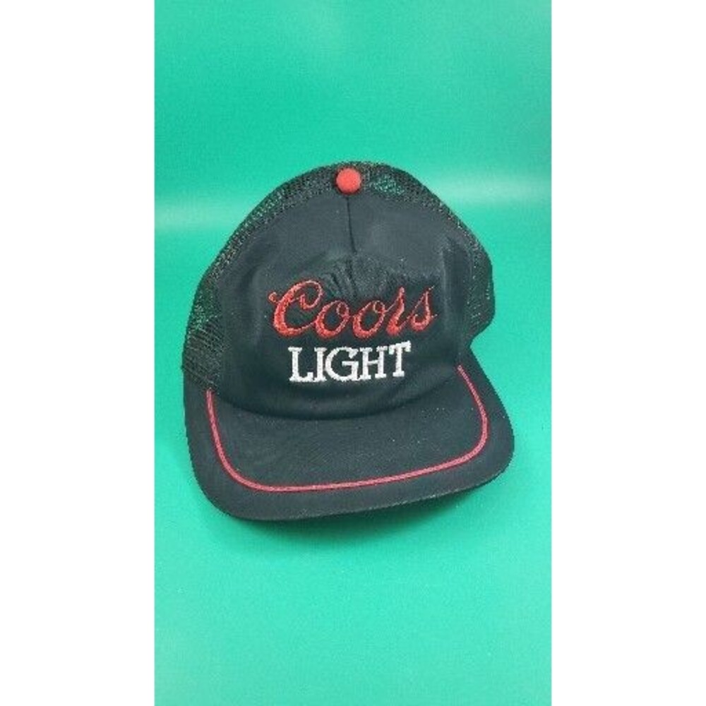 Vtg Coors Light Hat-Black Mesh Snapback Embroidered Cap-California Headwear USA